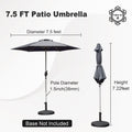 7.5Ft Patio Umbrella, Outdoor Table Umbrella With Push Button Tilt And Crank, Uv Protection Waterproof Market Sun Umbrella With 6 Sturdy Ribs For Garden, Deck, Backyard, Pool Gray Gray Round Uv Resistant Umbrellas Aluminium