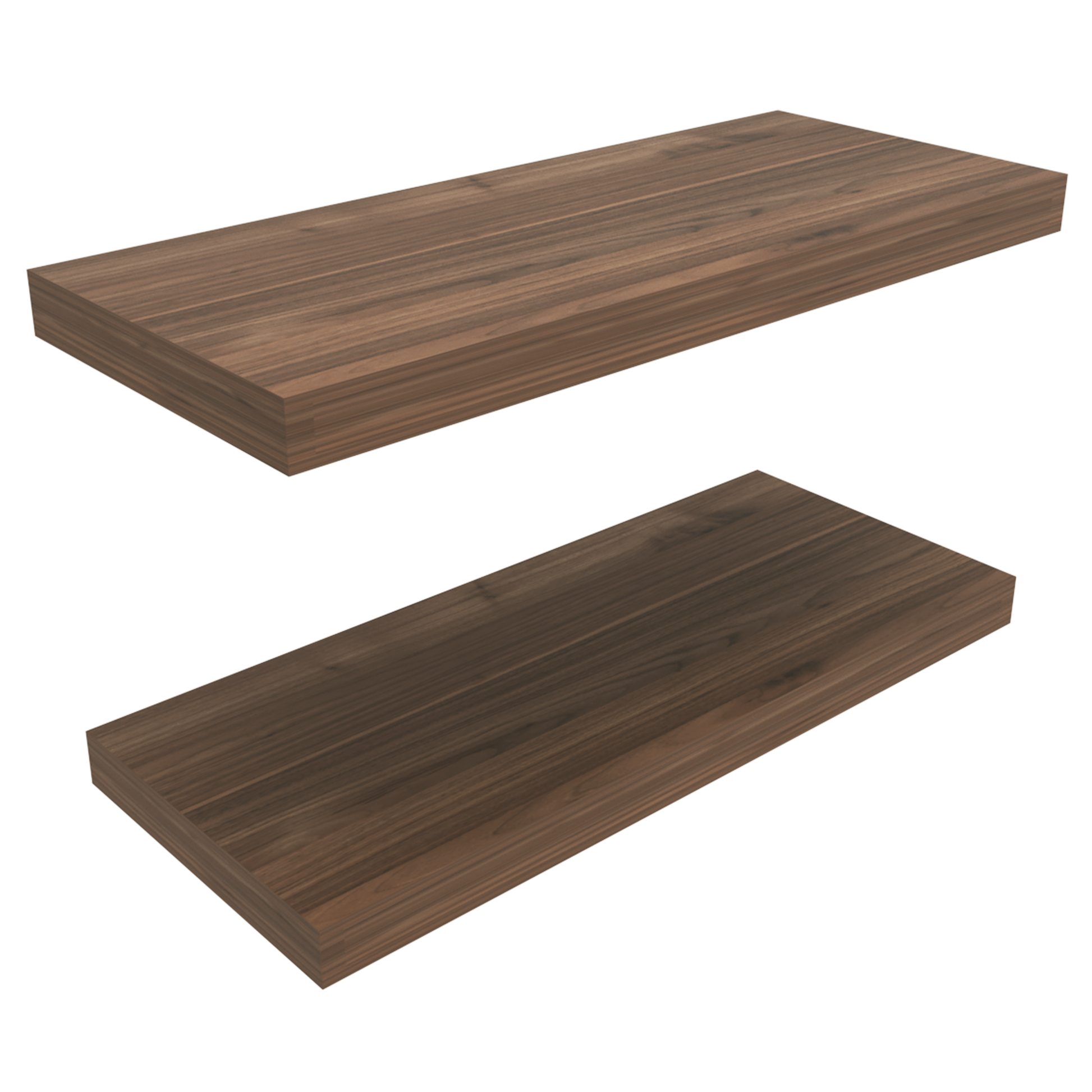 Floating Shelves 1.50" H, 2 Shelves, Mahogany Beige Solid Wood Mdf Engineered Wood