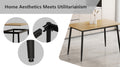Modern Minimalist Wood Grain Tabletop Dining Table, Stylish Dining Table, Kitchen Dining Table, Sturdy And Durable, Easy To Assemble, Black Metal Leg Design, Suitable For 4 6 People, Suitable For