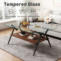 Coffee Table And End Tables Set Of 3, Tempered Glass Table With Mdf Layer, Modern Tables For Living Roomtransparent Glass Transparent Tempered Glass