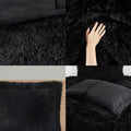 Shaggy Long Fur Comforter Mini Set King Black Polyester