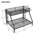 Twin Xl Over Queen Metal Bunk Bed With Ladder And Guardrails, Black Expected Arrival Time: 9.7 Box Spring Not Required Twin Xl Black Metal Metal