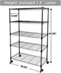 Heavy Duty 5 Shelf Shelving Unit 1250Lb Capacity, 29.92