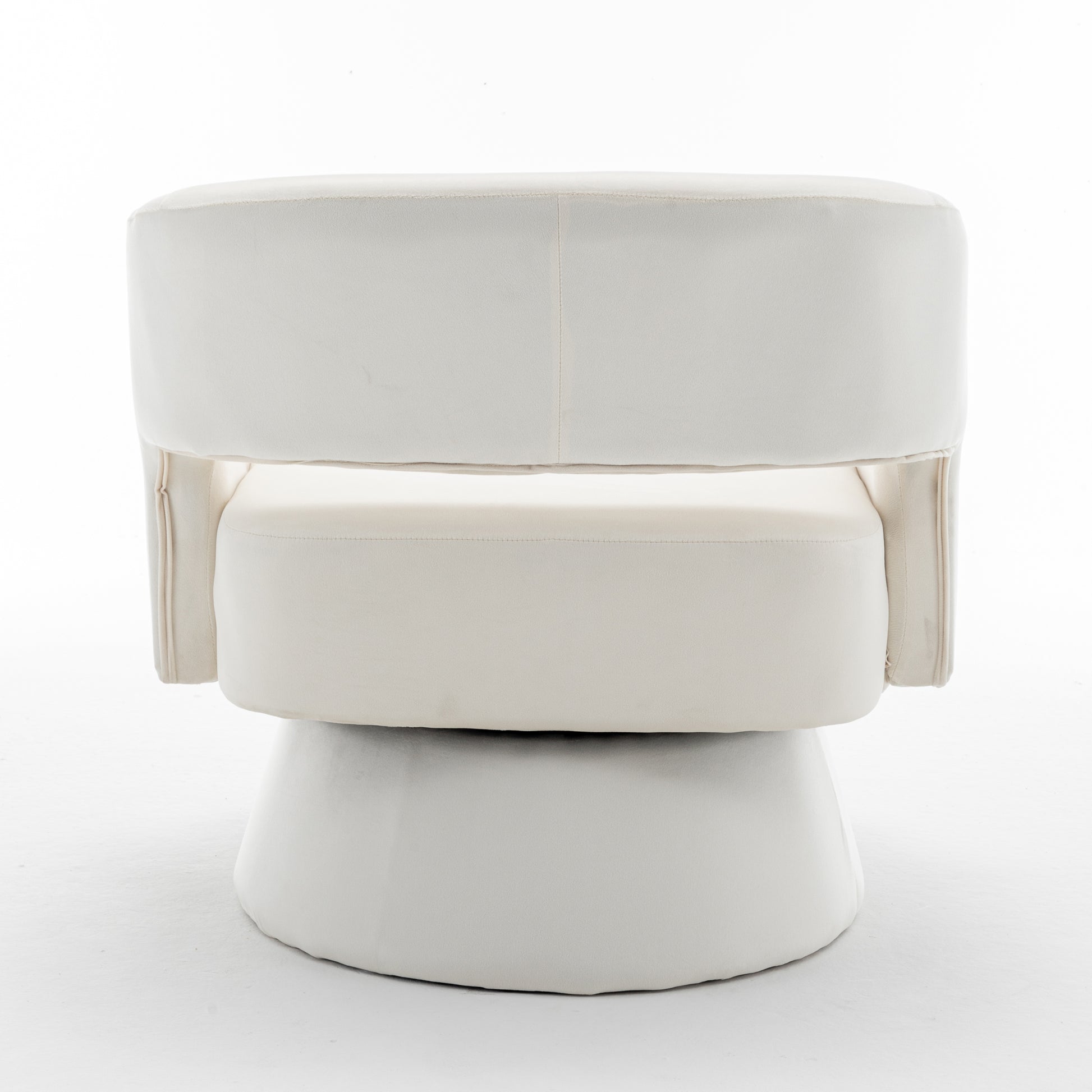 Swivel Barrel Chair, Velvet Accent Armchair 360 Degree Swivel Club Chair For Living Room Bedroom Reception Room White Foam Velvet