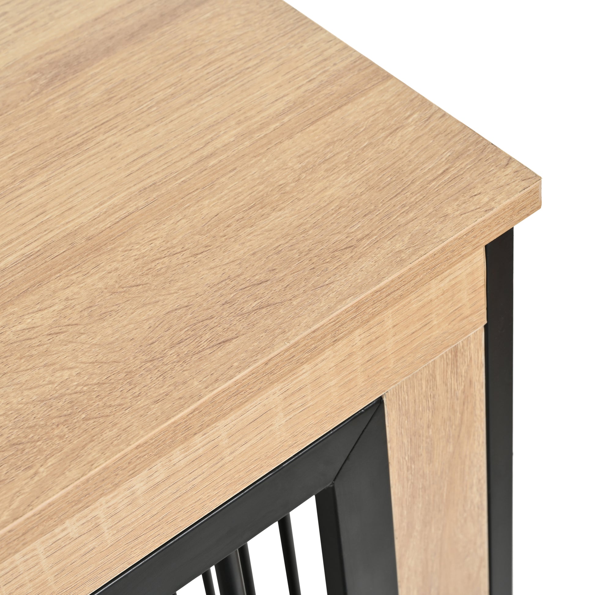 Dog Crate Furniture With Two Combined Room, Xl Large Double Dog Cage Furniture With Tray For Medium Large Dogs, Wooden Dog Kennel Furniture Black Natural Mdf Iron