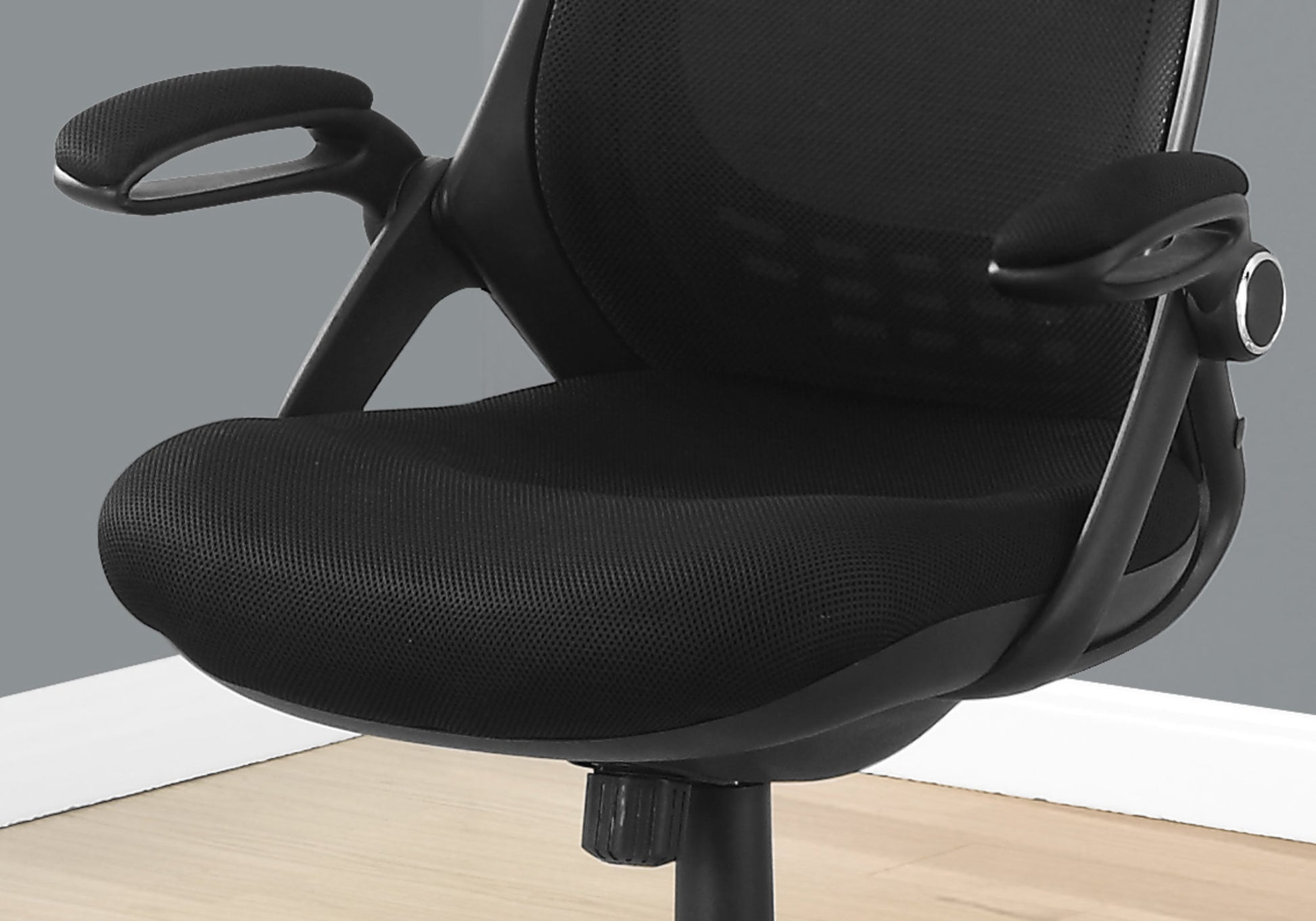 Office Chair, Adjustable Height, Swivel, Ergonomic, Armrests, Computer Desk, Work, Black Mesh, Chrome Metal, Contemporary, Modern Black Foam Polyester