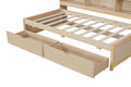 Twin Size Bed Frame With Side Bookshelves, Two Drawers, And Built In Usb Port For Natural Color Box Spring Not Required Twin Natural Bedroom Bookcase Particle Board,Plywood,Rubber Wood
