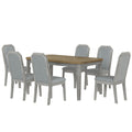 7 Piece Farmhouse Dining Set Classic Rustic Table And 6 High Back Design Chairs For Dining Room, Kitchen Brown Gray Brown Gray Solid Wood Mdf