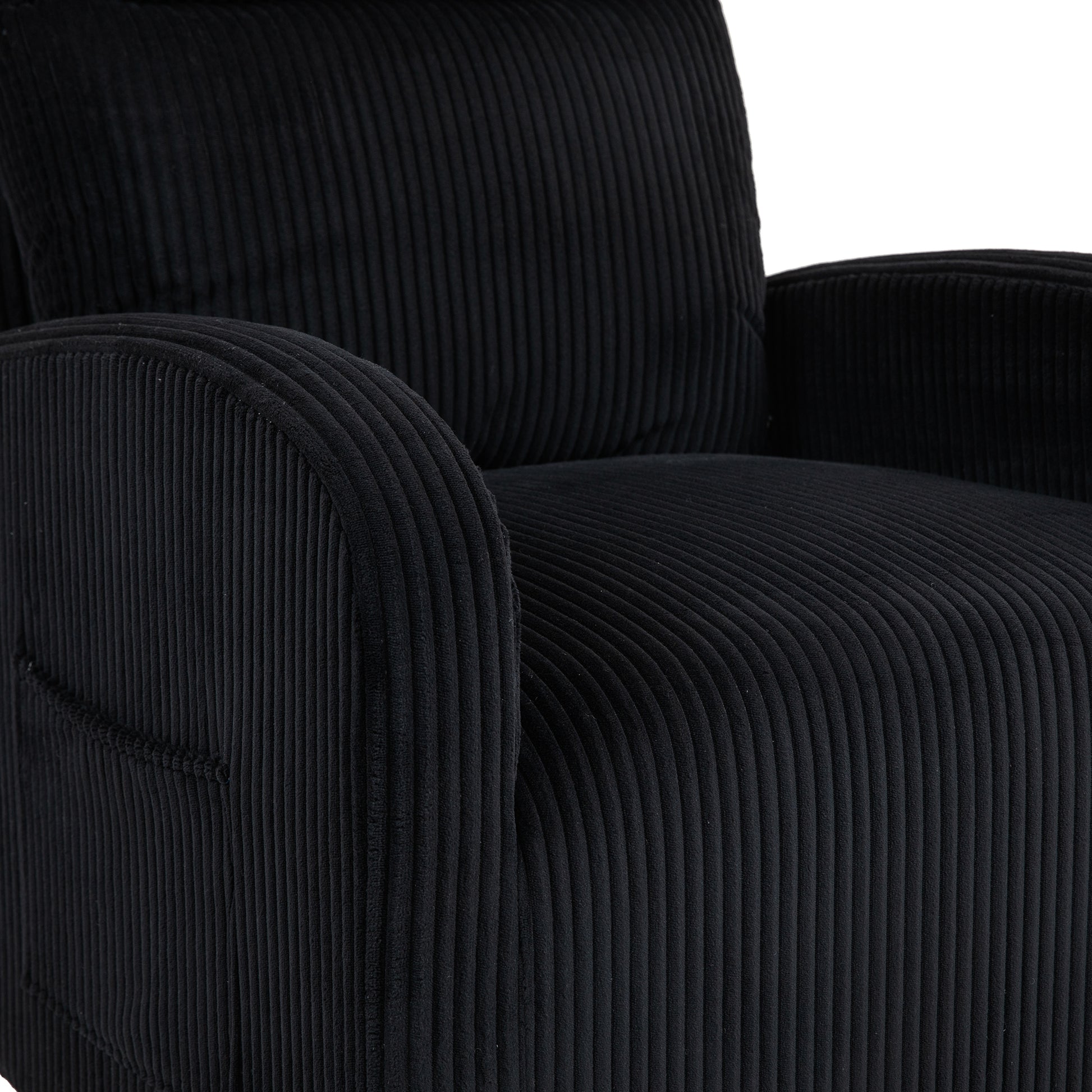 Jiada Upholstered Swivel Glider.Flannel Fabric.Rocking Chair For Nursery In Black.Modern Style One Left Bag Black Foam Corduroy