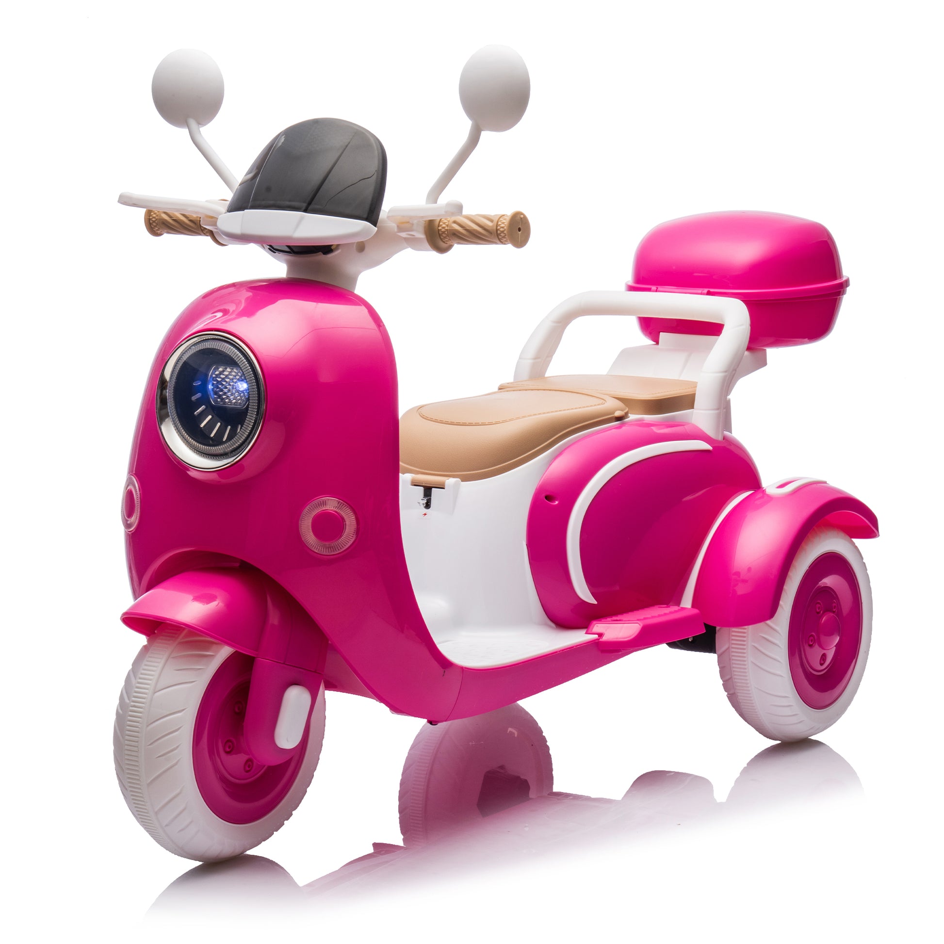 12V Two Seater Kids Ride On Electric Motorcycle,Three Wheels Kids Toy With Slow Start,Multi Function Player,Usb,Bluetooth, Light,Backseat Flip Adult Seat, Oversized Storage Box For Kids Aged 3 6.