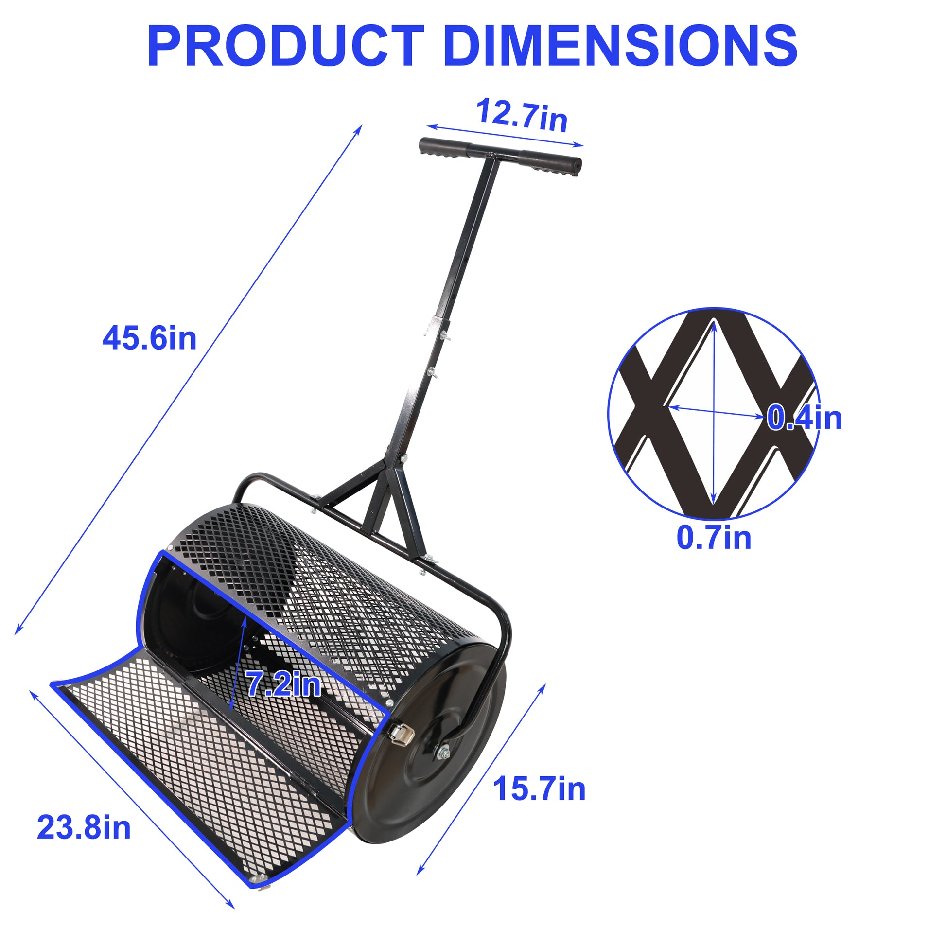 Compost Spreader Peat Moss Spreader With Upgrade T Shaped Handle For Planting Seeding Durable Lightweight Metal Mesh Spreader For Lawn Garden Care Manure Spreaders Black Black Iron