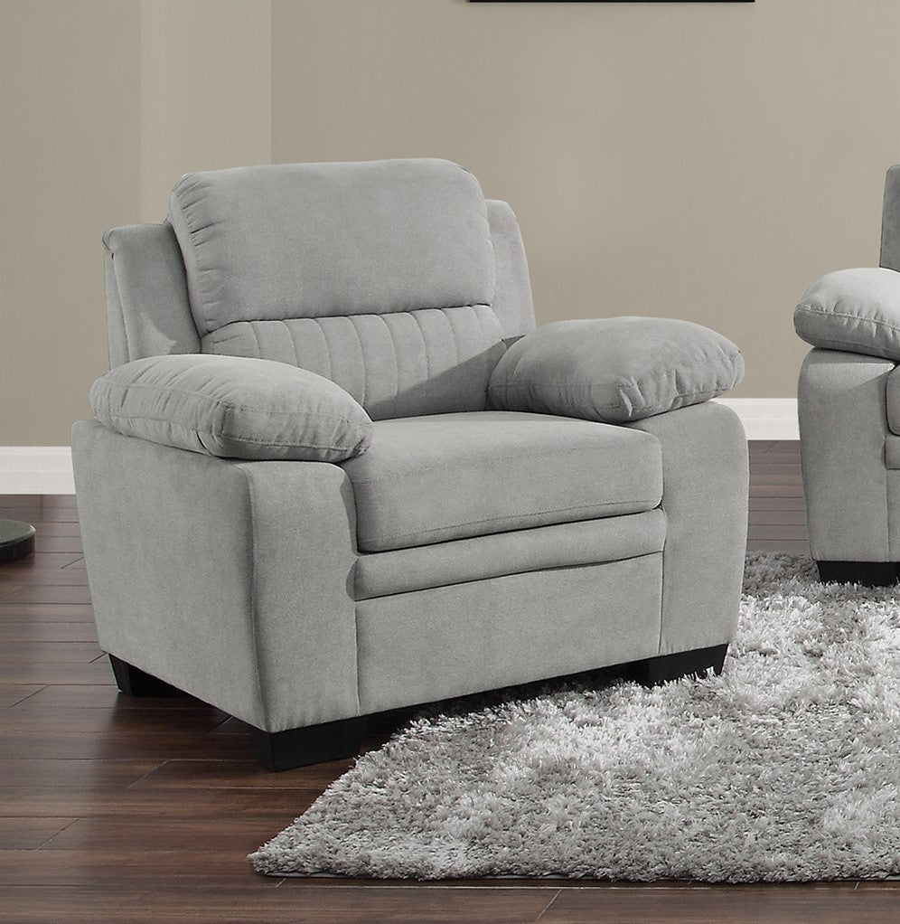 Plush Seating Chair 1Pc Gray Textured Fabric Channel Tufting Solid Wood Frame Modern Living Room Furniture Gray Primary Living Space Contemporary Solid Wood