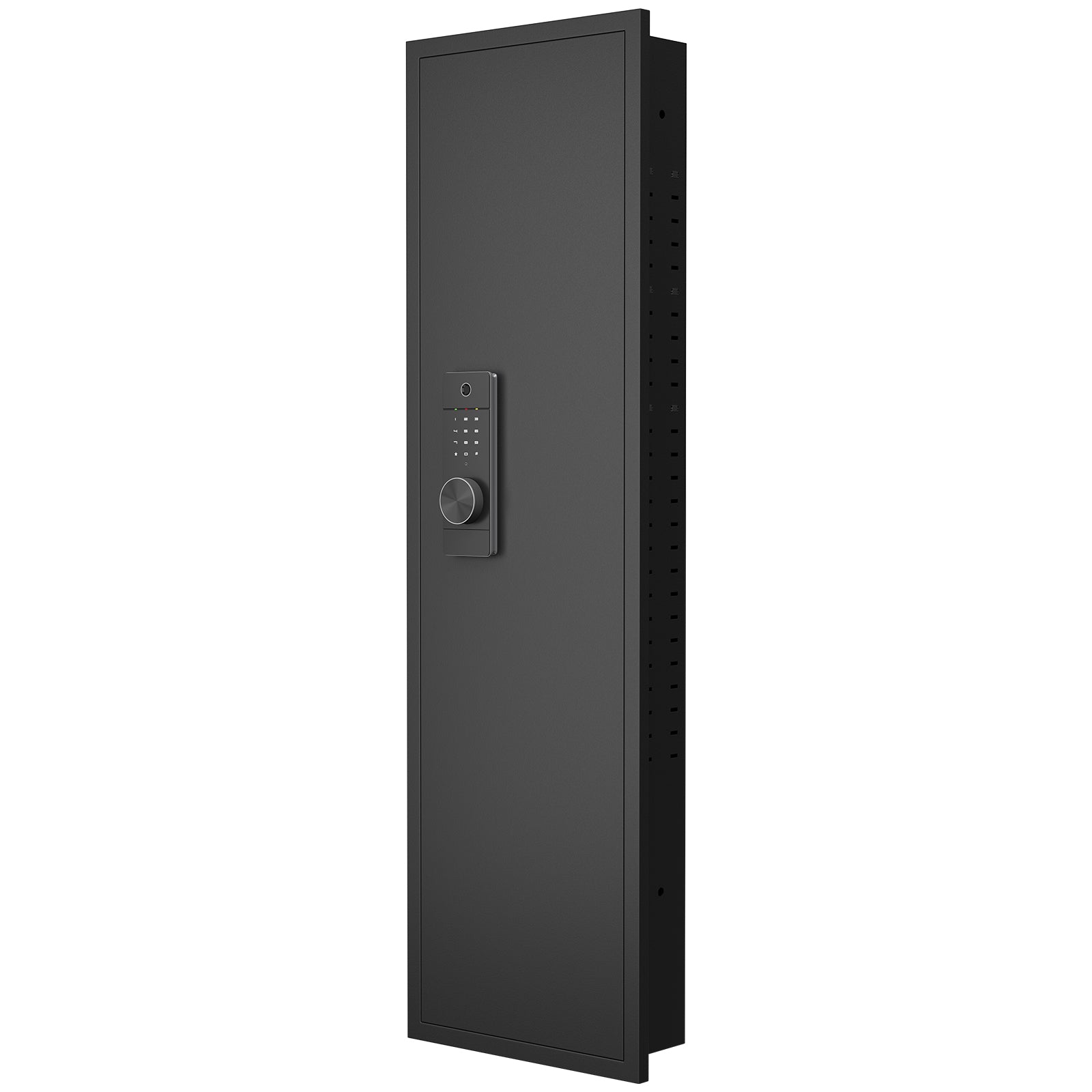 53" Fingerprint Touch Panel In Wall Safe,Hidden Wall Safe For Rifles With Adjustable Shelves,Assembled Storage Multifunctional Wall Safe For Firearm And Valuables Black Fingerprint Black Steel