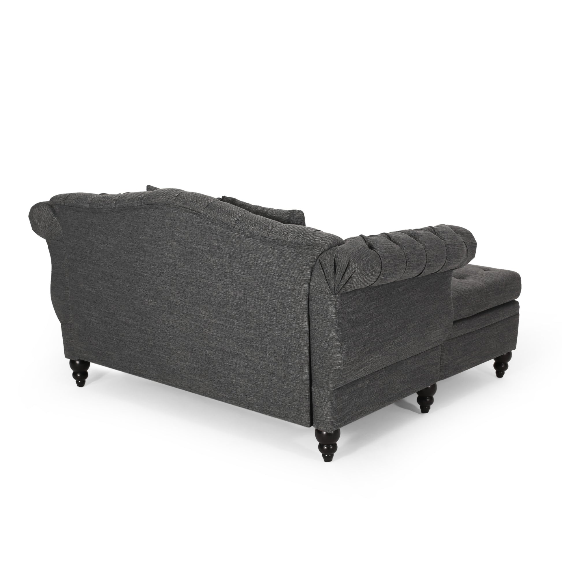 Seat Chaise Lounge Charcoal Fabric 2 Seat