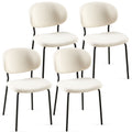 Beige Boucle Fabric Dining Chairs Set Of 4,Modern Dining Room Chairs With Black Metal Legs, Armless Kitchen Chair For Dining Room, Living Room Metal Plaid Beige Dining Room Powder Coated Foam Dry Clean Modern Dining Chairs Solid Back Foam Boucle