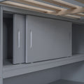 Full Size Loft Bed With Desk And Shelf Gray Full Gray Solid Wood