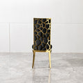 Dining Chair Black Velvet With Unique Design Backrest Set Of 2,Mirror Gold Stainless Steel Legs Gold Sponge Wipe Clean Modern Dining Chairs Stainless Steel