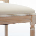 Antique Dining Chairs Linen Fabric Upholstered Wooden Chairs Set Of 2 Cream Fabric