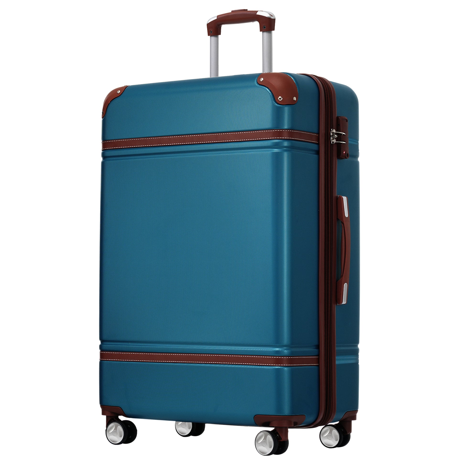 Hardshell Luggage Sets With Bags Lightweight Suitcase Double Spinner Wheels With Tsa Lock ,Single Vintage Luggage 24 In,Blue Blue Abs