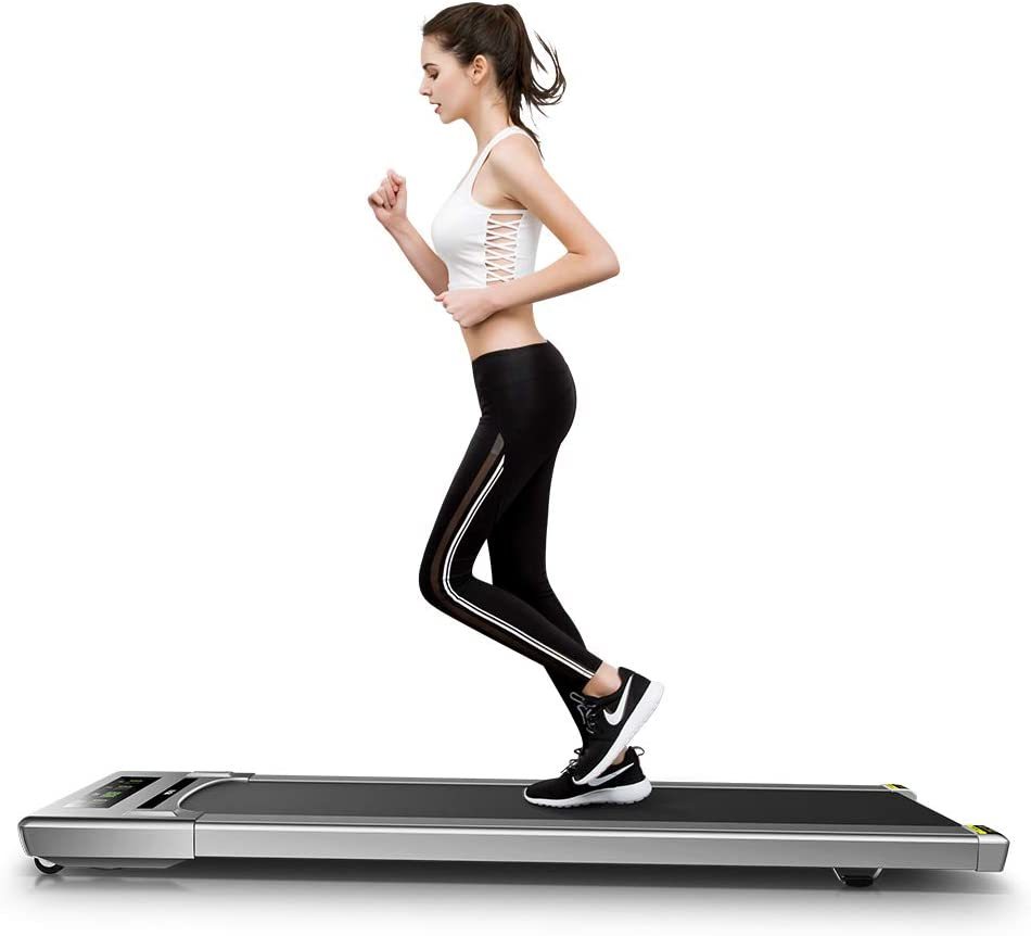 Walking Pad, Treadmill Under Desk With Wide Belt 2.5Hp Portable Walking Treadmill Under Desk For Home And Office, Installation Free Standing Desk Treadmill With Remote Control Silver Steel