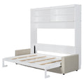 Queen Size Murphy Bed Wall Bed With Sofa,White Queen White Mdf Lvl