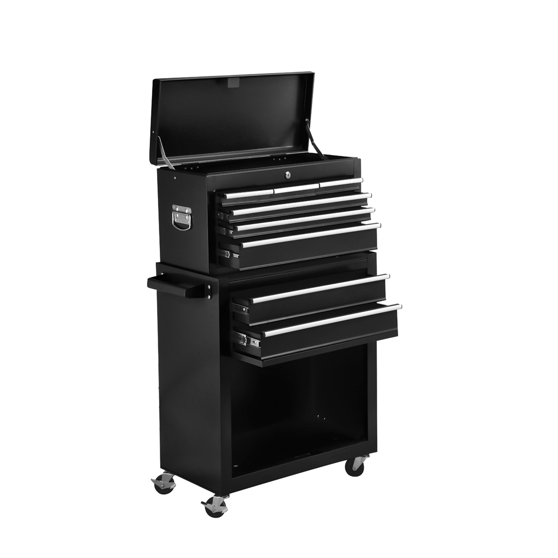 High Capacity Rolling Tool Chest With Wheels And Drawers, 8 Drawer Tool Storage Cabinet Black Iron