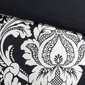 7 Piece Cotton Printed Comforter Set Black King King Black Polyester