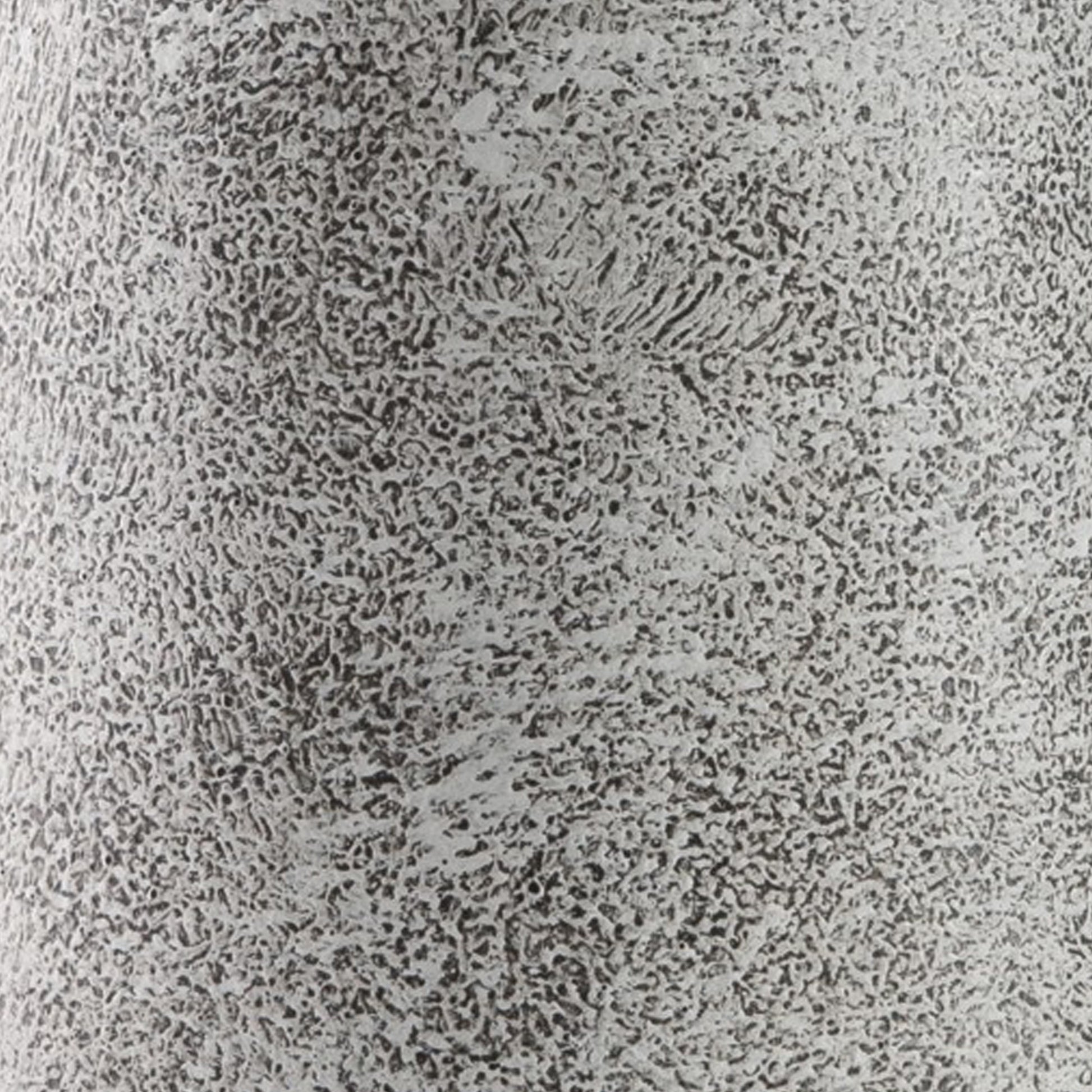 Fin 21 Inch Cylindrical Metal Vase, Subtly Textured, Antique Gray White White Metal