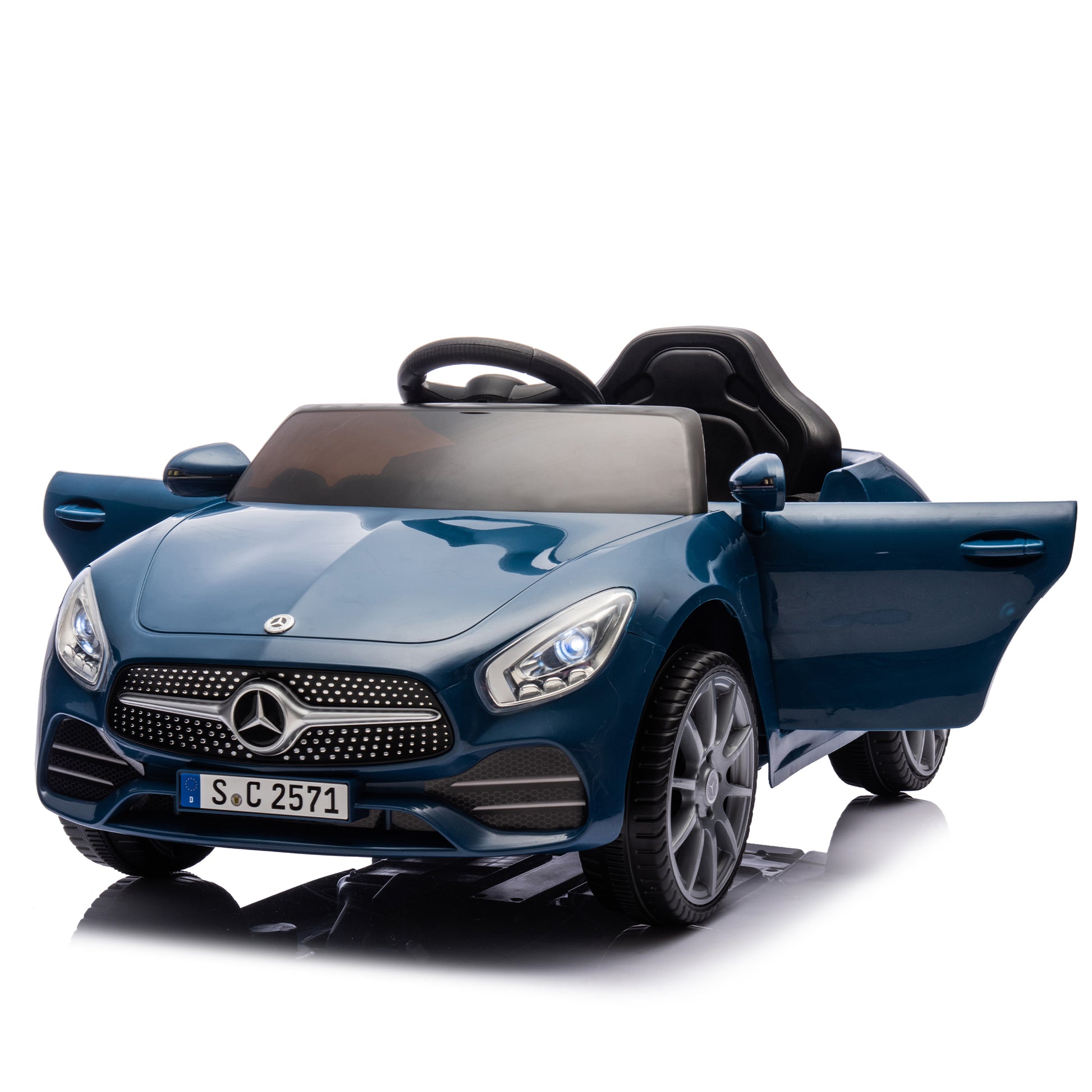 Licensed Mercedes Benz Cls 350,12V Kids Ride On Toy Car W Parents Control,2Wd,Four Wheel Suspension,Music,Bluetooth,Led Light,Usb,Power Display,Volume Adjustment,Speeds 1.24 3.11Mph For Kids Aged 2 4. Blue 50 99 Lbs Polypropylene