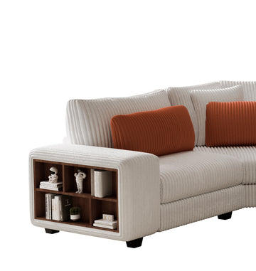 Modular Sectional L Shaped Sofa With Armrest Wooden Frame Locker, Stylish And Comfortablecream Style, Beige Beige Primary Living Space Soft Modern Wood 5 Seat