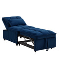 4 In1 Multi Function Single Sofa Bed With Storage Pockets,Tufted Single Pull Out Sofa Bed With Adjustable Backrest And Pillows ,Convertible Chaise Lounge, Navy Navy Velvet Metal Primary Living Space American Design Armless Foam Velvet 1 Seat