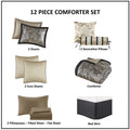 12 Piece Comforter Set With Cotton Bed Sheets Black Cal King California King Black Cotton