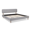 Diego Low Upholstered Platform Bed, King, Light Grey Polyester Box Spring Not Required King Gray Wood Foam Polyester Polyester