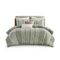 3 Piece Striped Cotton Comforter Set Sage Full Queen Sage Cotton
