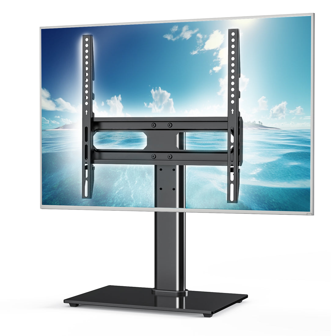 Universal Rotating Tv Stand, 3 Height Adjustable Desktop Tv Stand Mount Base For 26 55 Inch Tvs That Can Hold Up To 99 Pounds Black Steel