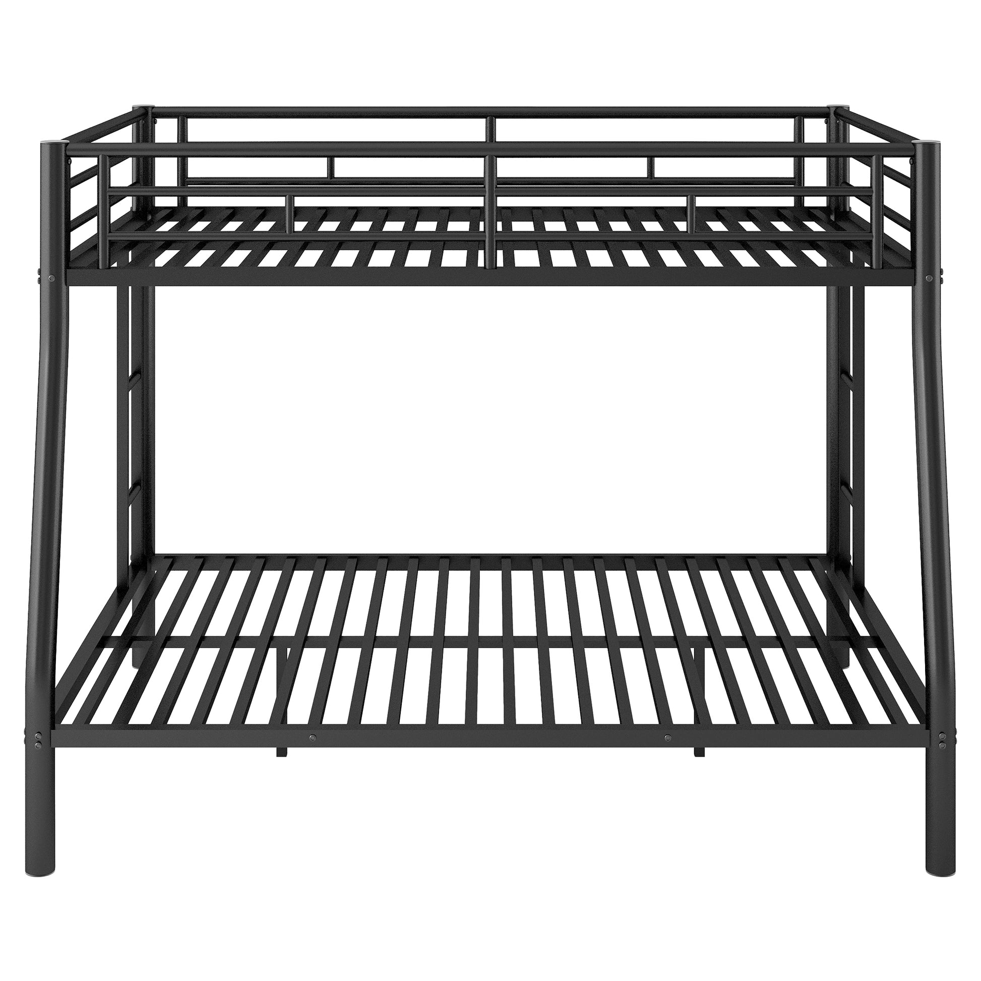Full Xl Over Queen Metal Bunk Bed With Ladder And Guardrails, Black Expected Arrival Time: 9.7 Box Spring Not Required Full Xl Black Metal Metal