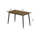 Modern Minimalist Wood Grain Tabletop Dining Table, Stylish Dining Table, Kitchen Dining Table, Sturdy And Durable, Easy To Assemble, Black Metal Leg Design, Suitable For 4 6 People, Suitable For