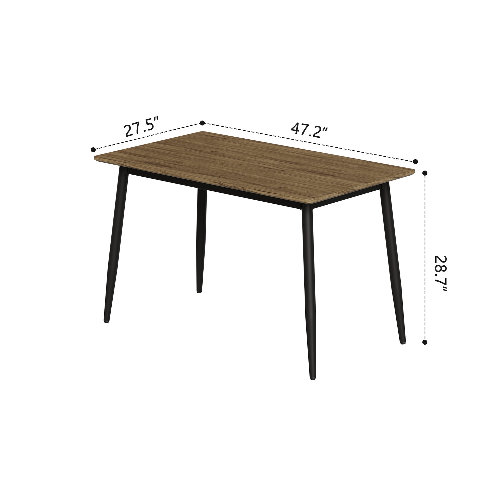 Modern Minimalist Wood Grain Tabletop Dining Table, Stylish Dining Table, Kitchen Dining Table, Sturdy And Durable, Easy To Assemble, Black Metal Leg Design, Suitable For 4 6 People, Suitable For