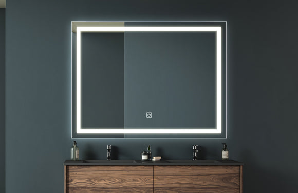 40" X 32" Led Vanity Mirror With Dimmable Touch & Wall Switch Control, Anti Fog, Cri 90, Adjustable 3000K 6000K, Ip54 Waterproof White Glass