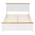 Full Size Wood Platform Bed Wooden Slat Support, Vintage Simple Bed Frame With Rectangular Headboard And Footboard, White Box Spring Not Required Full White Wood