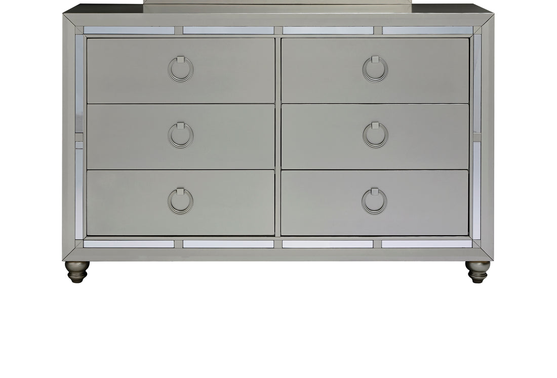 Chloe Gemstone Silver Dresser Silver Grey Solid Wood Mdf