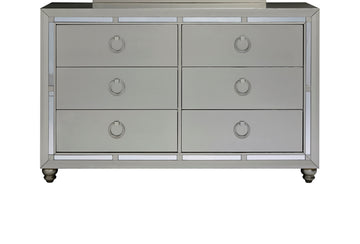 Chloe Gemstone Silver Dresser Silver Grey Solid Wood Mdf