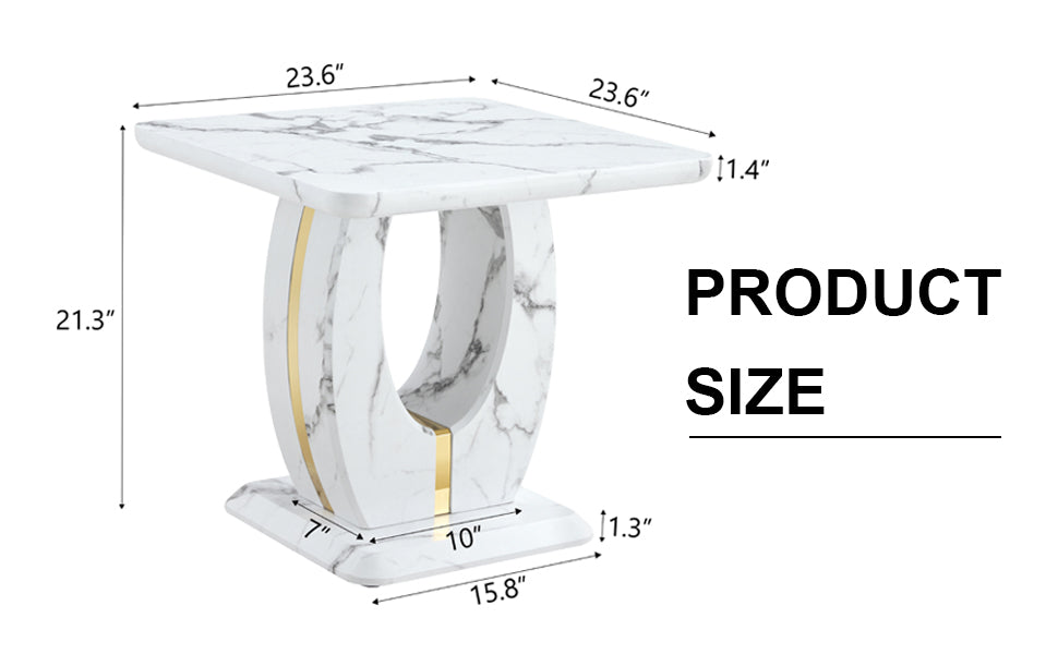 Modern Minimalist White Marble Patterned Mdf Square Coffee Table. Add A Quiet And Cozy Atmosphere To Your Home.White,Mdf Coffee Table,Density Board Sticker,Side Table. White Mdf