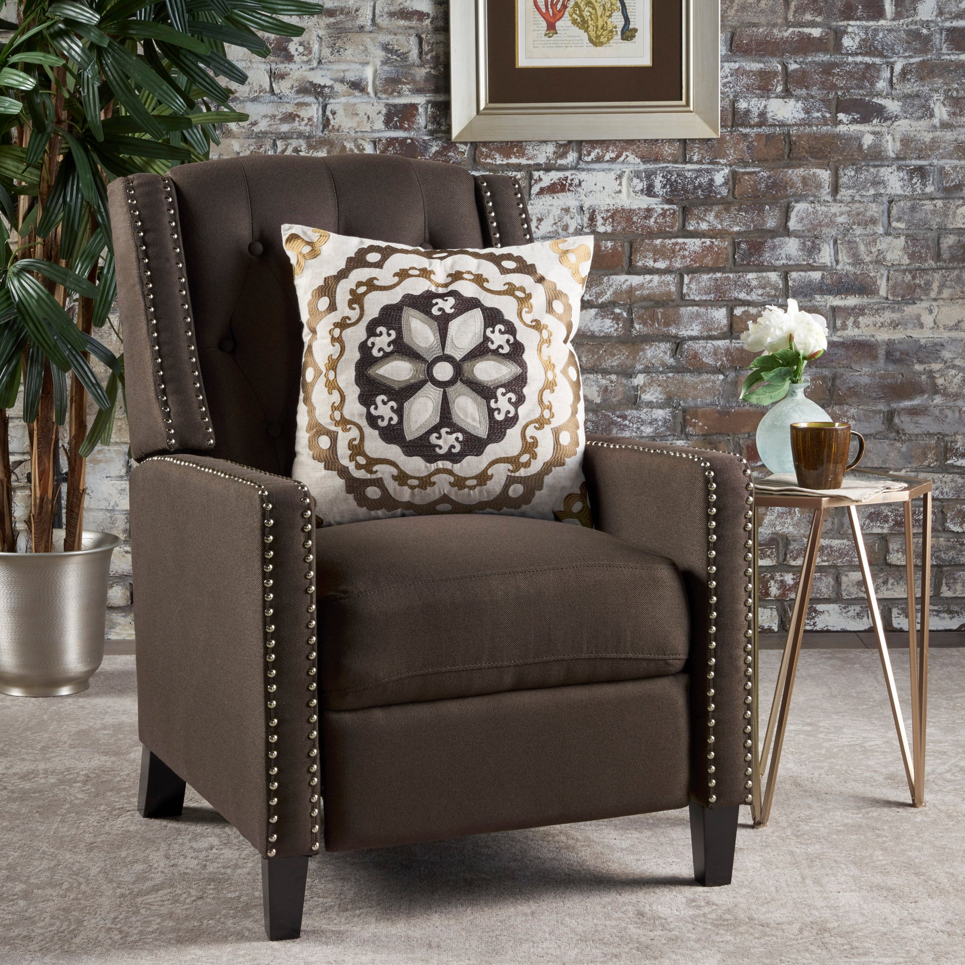 Classic Coffee Fabric Push Back Chair Coffee Fabric