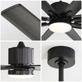 76 Inch With 18W Dimmable Led Light Remote Control 8 Solid Wood Blades Black For Living Room Black Metal & Wood