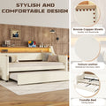 Twin Size Daybed With Trundle, Upholstered Daybed With Charging Station And Led Lights, White Expect Arrive Date:May 20Th. Twin White Pu Leather