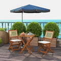 Outsunny 3 Pieces Patio Bistro Set Foldable Wooden Pe Rattan Conversation Furniture Outdoor With Cushions, For Porch, Backyard, Garden, Light Teak Teak Rattan Metal