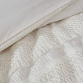 3 Piece Cotton Seersucker Duvet Cover Set Queen Ivory Cotton