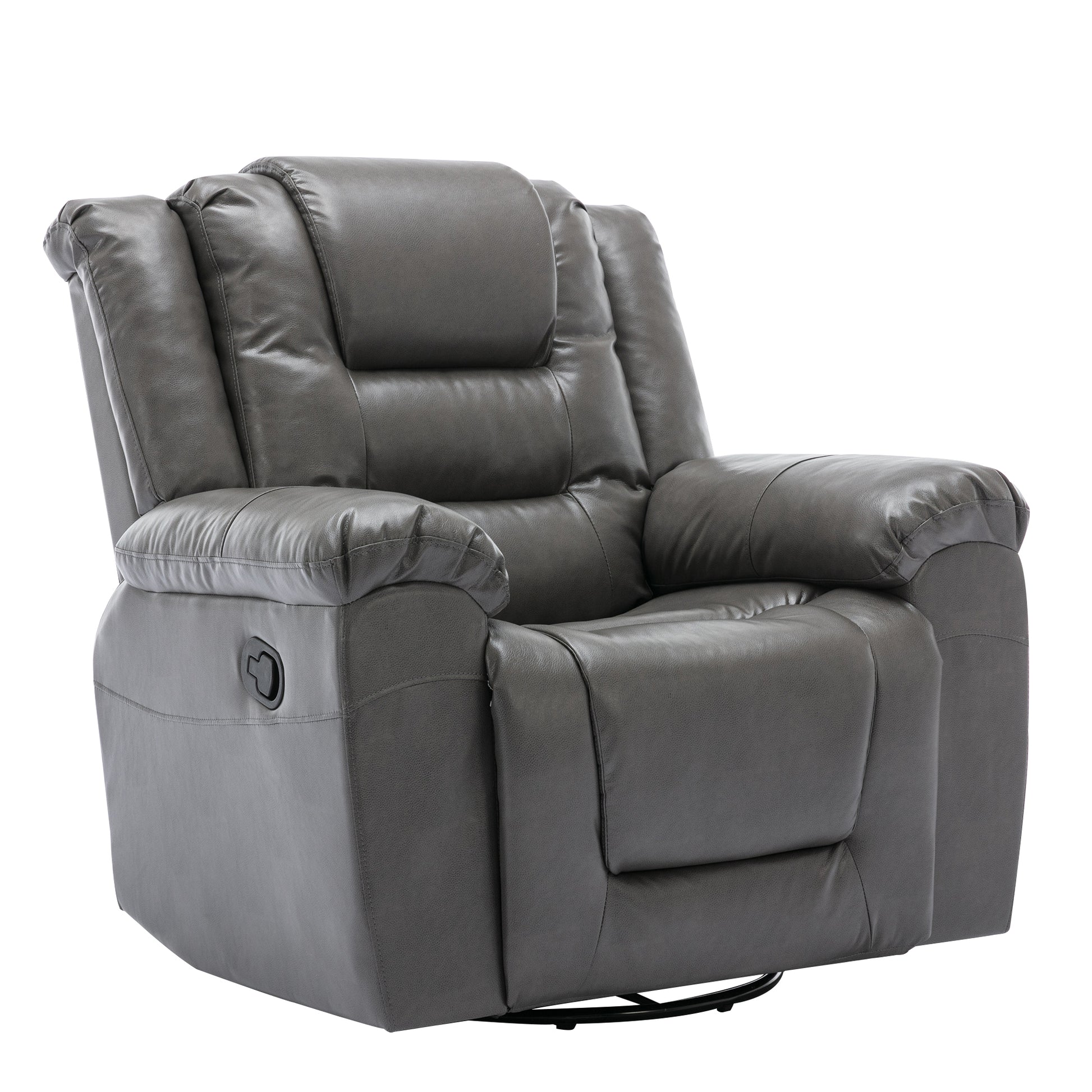 Home Theater Recliner Set Manual Recliner Chair With Wide Armrest, Two Built In Cup Holders For Living Room,Bedroom, Grey Grey Foam Pu