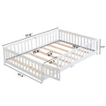 Twin Size Floor Bed With Door,Solid Wood Platform Bed Frame With Fence,Suitable For Children,Pine Wood,White Twin White Wood